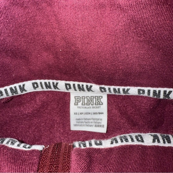 VICTORIAS SECRET PINK Y2K 1/4 Zip Pullover Sweatshirt Maroon Dog size XS - Picture 3 of 5